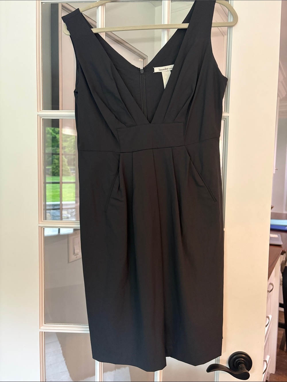Laundry Classic Dark Gray V-Neck Sheath Dress